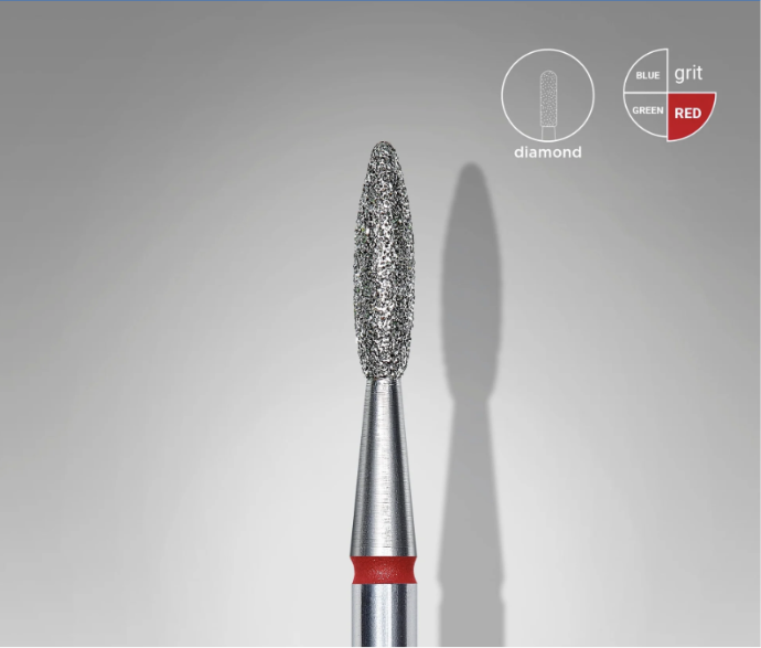 STALEKS EXPERT Fraise diamantée « Flamme » rouge, diamètre 2,1 mm, partie active 8 mm
