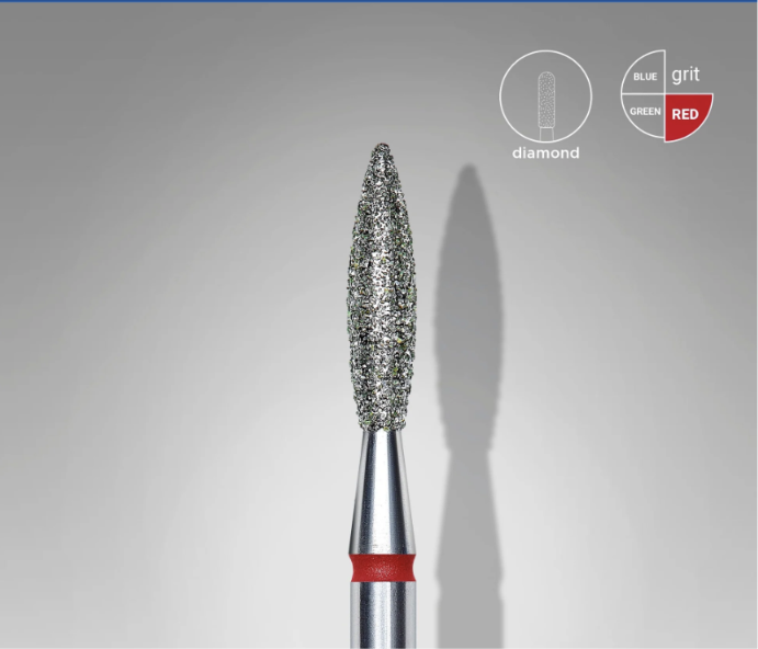 STALEKS EXPERT Fraise diamantée « Flamme » rouge, diamètre 2,3 mm, partie active 10 mm