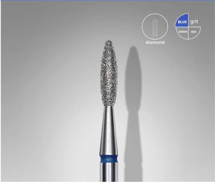 STALEKS EXPERT Fraise diamantée « Flamme » bleue, diamètre 2,1 mm, partie active 8 mm UGS: FA10B021/8