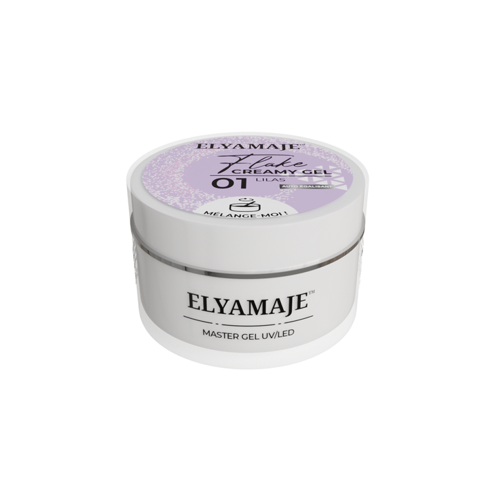 Lilas n°01 – Flake Creamy Gel – Gel de construction UV LED – Elyamaje