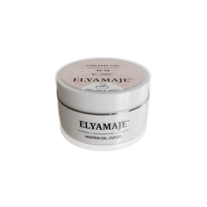 Shiny Beige n° 19 – Gel pailleté de construction – Creamy Gel UV LED – Elyamaje