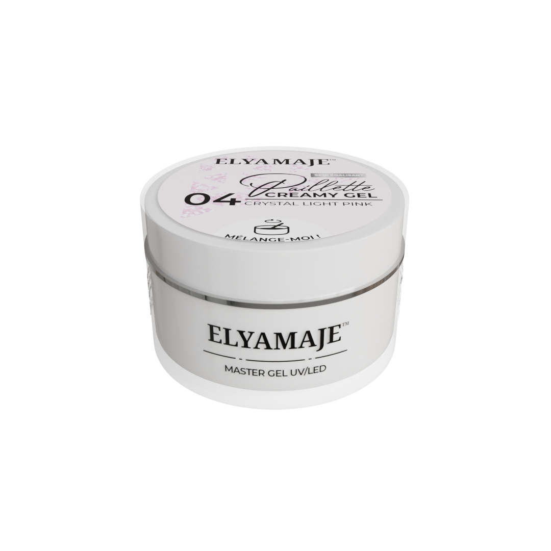 Crystal Light Pink n° 04 – Paillette Creamy Gel – Gel de construction UV LED – Elyamaje