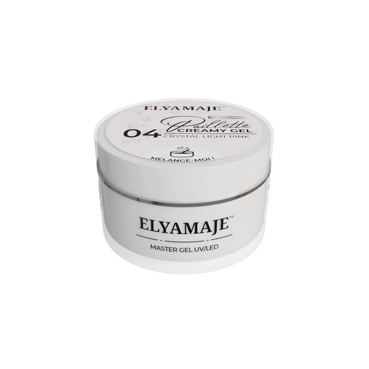 Crystal Light Pink n° 04 – Paillette Creamy Gel – Gel de construction UV LED – Elyamaje