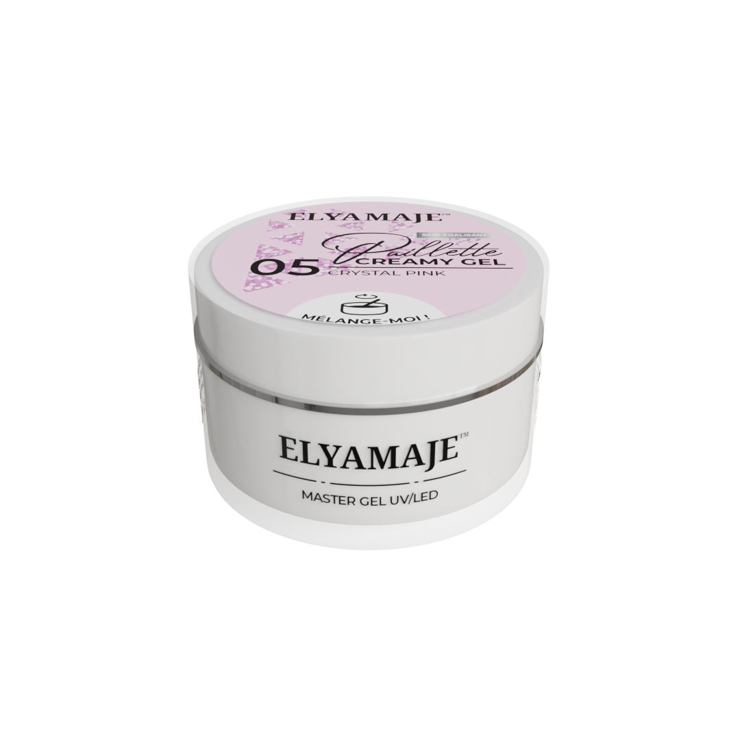 Crystal Pink n° 05 – Paillette Creamy Gel – Gel de construction UV LED – Elyamaje