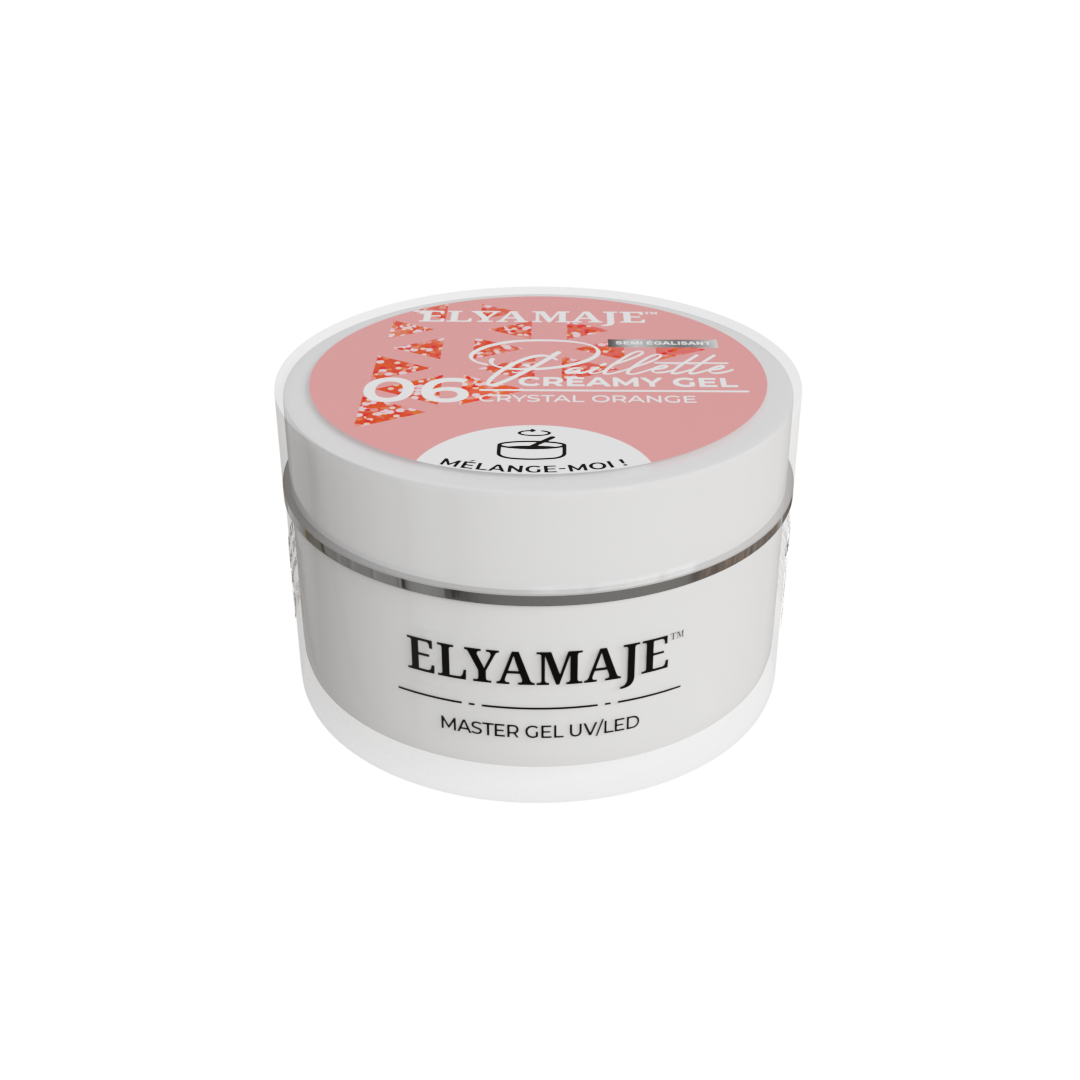 Crystal Orange n° 06 – Paillette Creamy Gel – Gel de construction UV LED – Elyamaje