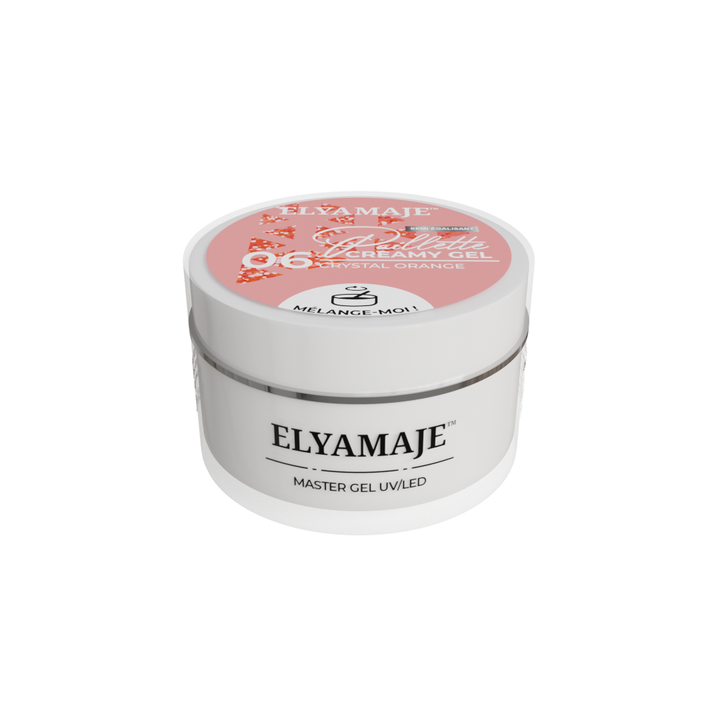 Crystal Orange n° 06 – Paillette Creamy Gel – Gel de construction UV LED – Elyamaje