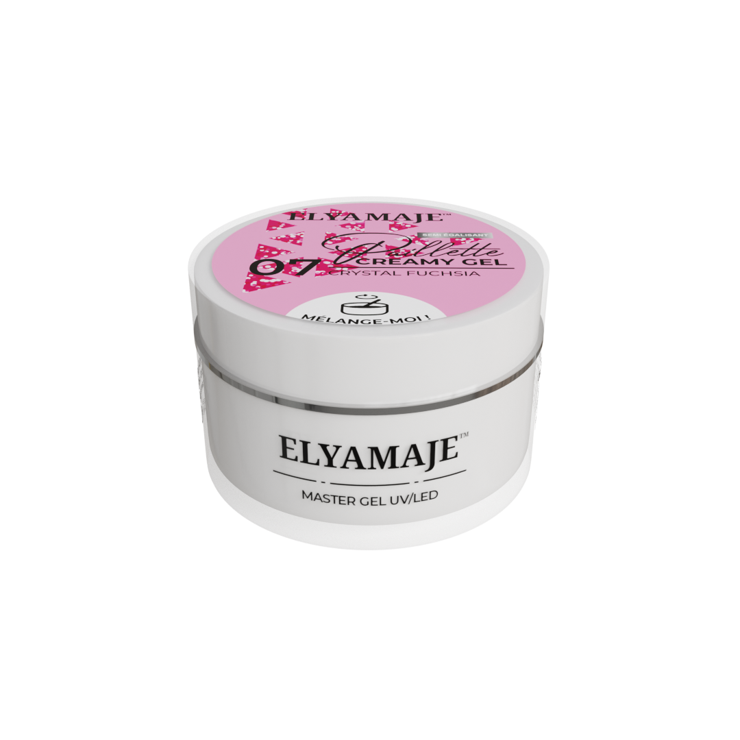 Crystal Fuchsia n° 07 – Paillette Creamy Gel – Gel de construction UV LED – Elyamaje