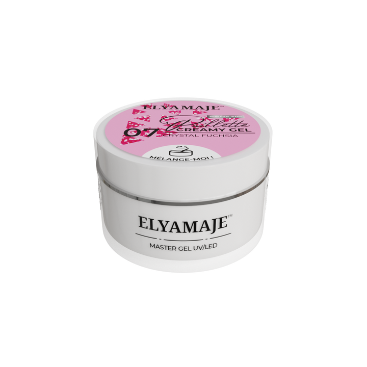 Crystal Fuchsia n° 07 – Paillette Creamy Gel – Gel de construction UV LED – Elyamaje